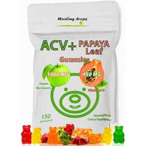 ACV Gummies & Papaya Leaf Extract Gummies - Premium Potent Apple Cider Vinegar Supplement - Iodine Infused & Vitamins B6 B12 – Platelets Hair Skin & Heart friendly (2, Regular) in Saudi Arabia