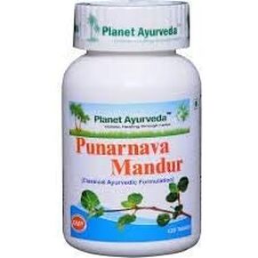 Planet Ayurvda Punarnava Mandur - Herbal Tablets, 100% Natural - 2 Bottles (Each Bottle Contains 120 Tablets)