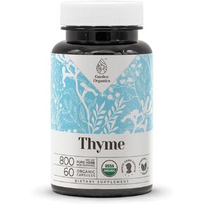 Thyme USDA Organic 120 Capsules | High-Potency Natural Supplement | Certified Organic Vegetarian Capsules and Organic Thyme (Thymus Vulgaris) Dried Leaf (120 Capsules)