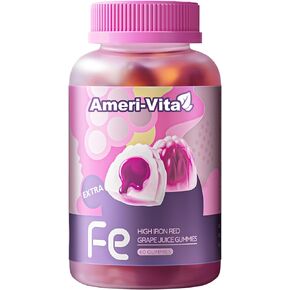 Iron Gummies with Heme Iron | Enriched with Salmon Hydrolyzed Peptides & Multi-Fruit & Veggie Powder | Vitamins C, B6, B12, Folic Acid | Sugar-Free, Grape Flavor, 60 Count in Saudi Arabia