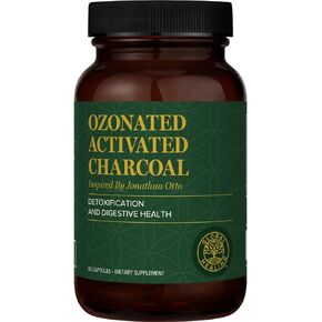 Global Healing Ozonated Activated Charcoal Powder - Advanced Digestive Detox That Adsorbs Internal Unwanted Compounds - Helps Relieve Occasional Gas Discomfort - 60 Activated Charcoal Capsules