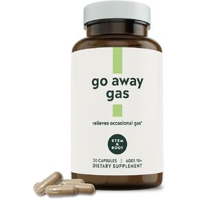 مكمل غاز الجذع والجذور | يخفف الغازات العرضية | مصنوع من البروبيوتيك والإنزيمات الهاضمة والزنجبيل | نباتي وخالي من الغلوتين، 30 كبسولة in Kuwait