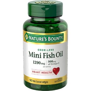 Nature's Bounty Fish Oil 1290 mg Mini Softgels - 90 ct, Pack of 5