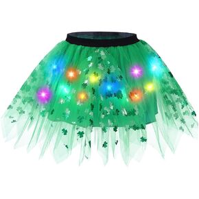 ريتان تضيء البرسيم تول توتو التنانير عيد القديس باتريك LED تنورة الطبقات شامروك توتو زي للفتيات والأطفال in Kuwait