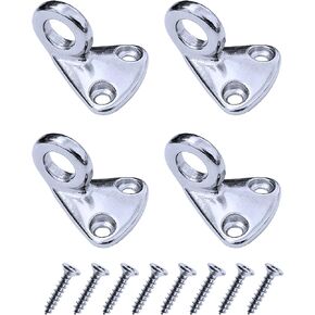 Auto-plaza 4Pcs 0.4 Inch Fending Pad Eye Fender Hook 316 Stainless Steel w/Screws Boat Ship Deck Hardware Marine Grade