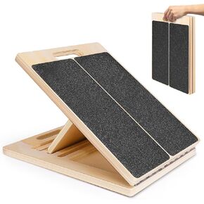 Norbase Portable Wooden Slant Board for Calf Stretching Squats Calf Stretcher Physical Therapy Equipment Adjustable Incline Board for Knees Ankle Heel Feet Leg