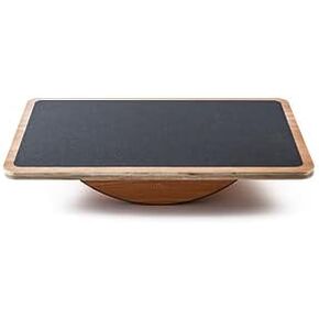 StrongTek Professional Wooden Balance Board, Rocker Board, Wood Standing Desk Accessory, Balancing Board for Under Desk, Anti Slip Roller, Core Strength, Stability, Office Wobble Boards
