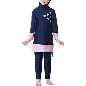 YEESAM Muslim Swimsuits for Girls Kids, Full Body Islamic Swimming Suits Burkini with Hijab Modest Swimwear