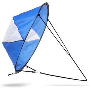VGEBY Wind Sail, 108 cm Foldable Transparent Window Canoe sail and Storage Bag Blue and White proofing for Kayaks, Canoes, Inflatable Boats PVC Kayak Sail Blue Kayak Sail Kayak Sail Kayak Sail