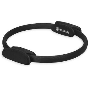 Gaiam Pilates Ring 15" Fitness Circle - Lightweight & Durable Foam Padded Handles | Flexible Resistance Exercise Equipment for Toning Arms, Thighs/Legs & Core, Black