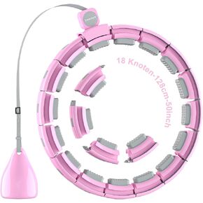 Weighted Workout Hoop for Adult Weight Loss - 50" Plus Size Silent Smart Waist Fitness Circle with Ball - Abs Exercise Equipment for Home