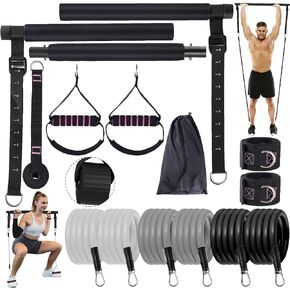 Bbtops Pilates Bar Kit with Resistance Bands,3-Section Pilates Bar with Stackable Bands Workout Equipment for Legs,Hip,Waist and Arm,Exercise Fitness Equipment for Women & Men Home Gym Yoga Pilates