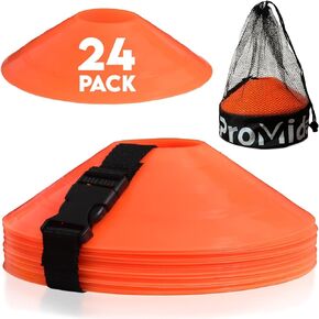 Soccer Cones for Training - (24 & 50 Pcs) with Mesh Bag & Strap - Flexible & Heavy Duty - Best for Football, Basketball & Running Drills - Premium Quality Soccer Training Cones Sports