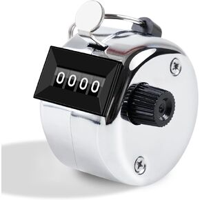Anyongora Clicker Counter, Metal Hand Tally Counter Clicker with 4 Digit Display, Pitch Counter for Golf Stroke, Baseball, Coaching, Knitting, Lap, Row Sport, Silver