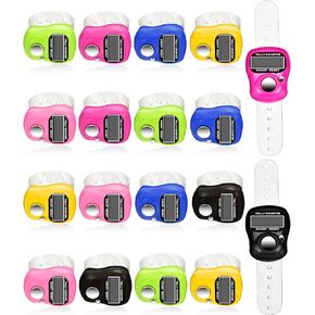 Tatuo 18 Pieces Hand Tally Counter 5 Digital Finger Counter Clickers Resettable Lap Counter Handheld Mechanical Number Click Counter, 6 Colors