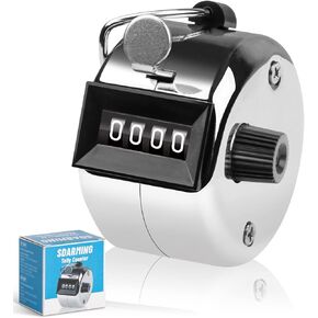 Tally Counter, 4-Digit Clicker Counter, Metal Hand Tally Counters Clicker Pitch Counter for Counting, Knitting, Coaching, Golf, Lap, Fishing