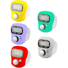 Electronic Finger Counter, Mini LCD Digital Display Hand Tally Counter 5-Digit Number Count Clicker, Resettable Counters Clickers for Knitting, Crochet, Coaching, Lap, Golf, Toddler & Fidget 5 Colors