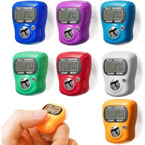 Electronic Finger Tally Counter 7-Pack, Mini LCD Digital Display Tally Counter, Handheld Counter Clicker Pitch Counter for Coaching, Knitting, Lap, Fishing, Golf and Row