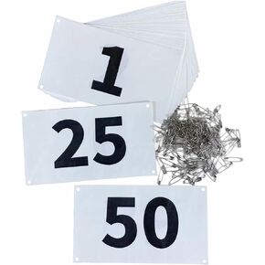 Tyvek Race Bibs Running Numbers with Safety Pins, Audition Numbers|Tryout Numbers 1-500 for Marathon Runners Events Sports Games