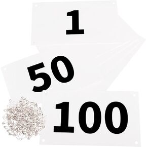 Azarxis Running Bib Competitor Numbers with Safety Pins, Tyvek Tearproof Waterproof 4"x7" / 6"x7.5" for Marathon Races Events