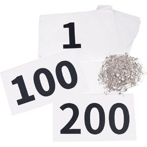 TRIWONDER Tyvek Race Bibs Running Numbers with Safety Pins, Large Numbers 1-500 for Marathon Runners Events Sports Games