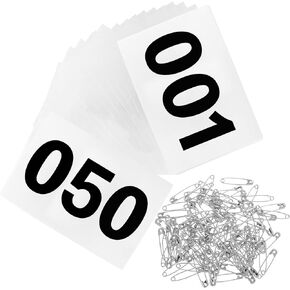 Running Bibs Race Competitor Numbers Waterproof Runners Race Numbers with Safety Pins for Marathon Races Events 5.9" x 7.9"