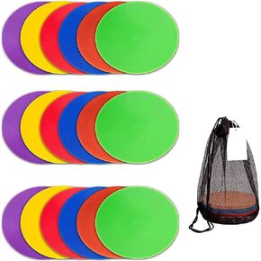 9" Poly Vinyl Spot Markers, Non Slip Rubber Agility Markers Flat Field Cones Floor Dots,for Exercise Drills, Sports, Games, Speed Agility Training-18PCS