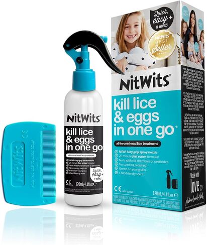 NitWits All-in-One Head Lice Treatment Spray, Kills Nits & Eggs, Includes Lice Spray 120ml & Nit Comb in Saudi Arabia