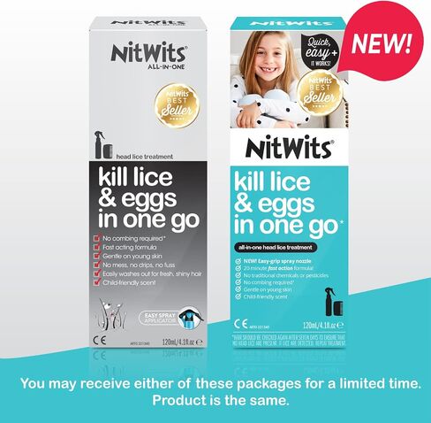NitWits All-in-One Head Lice Treatment Spray, Kills Nits & Eggs, Includes Lice Spray 120ml & Nit Comb in Saudi Arabia