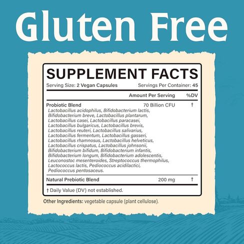 Probiotics, 25 Strains, 70 Billion CFU, with Prebiotic Fibers, Non-GMO, Freeze-Dried, Time-Release, Digestive & Immune Health, Regularity, 90 Vegan Caps in Kuwait