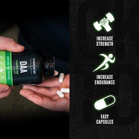 مكمل حمض الأسبارتيك DAA D من Jacked Factory - معزز بالأستراجين لتحسين الامتصاص، بدون مواد حشو صناعية - 120 حبة كبسولة نباتية in Kuwait