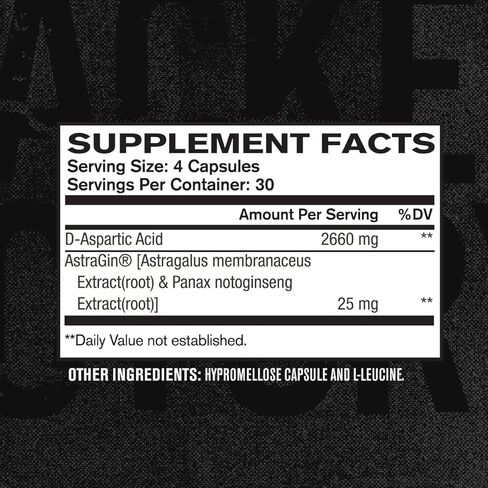 مكمل حمض الأسبارتيك DAA D من Jacked Factory - معزز بالأستراجين لتحسين الامتصاص، بدون مواد حشو صناعية - 120 حبة كبسولة نباتية in Kuwait