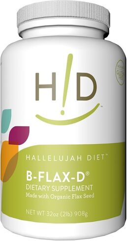 Hallelujah Diet الجيل الجديد من مسحوق B-Flax-D - بذور الكتان العضوية، مصدر حيوي للألياف، وفيتامينات D، وB12، وK2، ومكمل غذائي (32oz) in Saudi Arabia