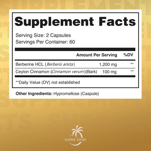 مكمل البربرين مع قرفة سيلان | Berberine HCL 1,200mg Plus Ceylon Cinnamon من سريلانكا لصحة القلب وتخفيف الوزن ودعم المناعة | لا يحتوي على كائنات معدلة وراثيًا، تم اختباره معمليًا، بدون مواد مالئة | 120 قيراط. in Saudi Arabia