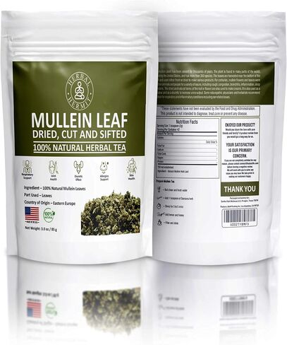 Herbal Hermit Mullein Leaf Tea (3 oz/85 grams) Herb for Respiratory Support, Mucous Membranes, Lung Cleanse Dried Leaves Blend, Cut and Sifted Made in USA in Saudi Arabia