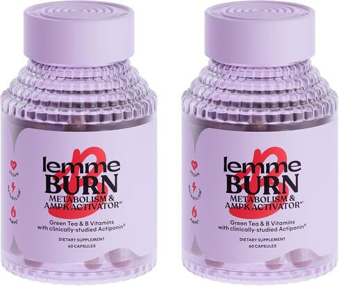Lemme Burn Belly Fat Capsules, Clinically Studied AMPK Metabolic Activator Actiponin Jiaogulan, 50% EGCG Green Tea Extract, Vitamin B6, Methyl B12 for Men and Women - Vegan- 60 Count (Pack of 2) in Saudi Arabia