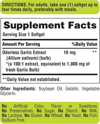 Puritan's Pride Odorless Garlic 1000 Mg, 100 Total Count in Saudi Arabia