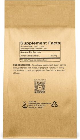 PURE ORIGINAL INGREDIENTS Marshmallow Root Extract (1 lb), Powder, Herbal Supplement in Saudi Arabia