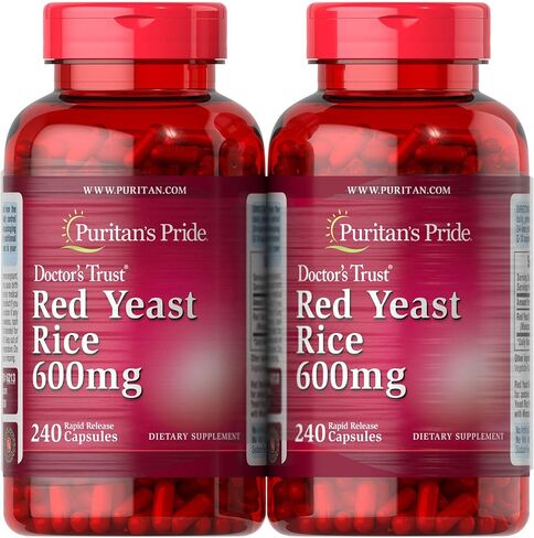 Puritan's Pride Red Yeast Rice 600 Mg, 240 Count, Red yeast rice powder, gelatin. Contains <2% of rice flour, silica, vegetable magnesium stearate in Saudi Arabia
