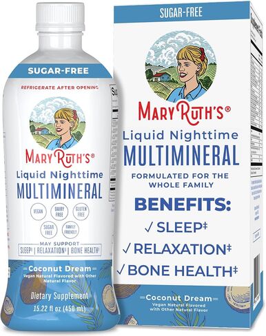 Nighttime Liquid Multimineral Sleep Supplement | Sugar Free | Calm Magnesium Citrate Sleep | NO Melatonin | Calcium Magnesium Zinc | Available in 4 Flavors | Vegan | Gluten Free | 15 Servings in Saudi Arabia