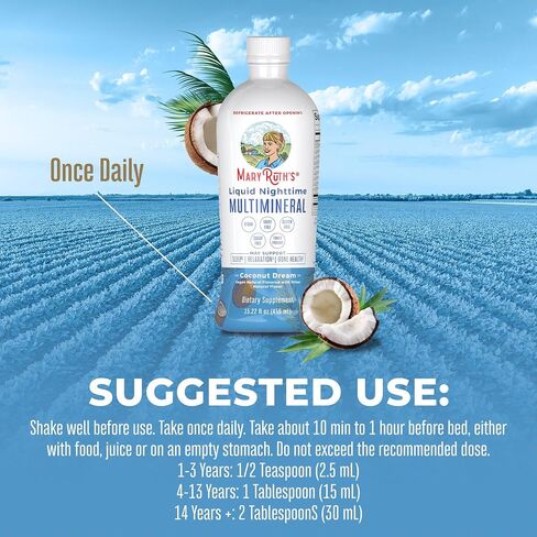 Nighttime Liquid Multimineral Sleep Supplement | Sugar Free | Calm Magnesium Citrate Sleep | NO Melatonin | Calcium Magnesium Zinc | Available in 4 Flavors | Vegan | Gluten Free | 15 Servings in Saudi Arabia