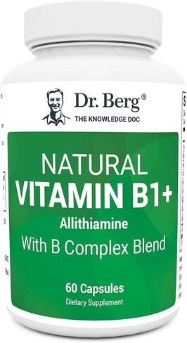 Dr. Berg Natural Vitamin B1 B6 B12 Complex - Allithiamine Vitamin B1 Supplement with 8 Essential Vitamin B Complex for Men & Women Including Thiamin, Niacin, Folate, Magnesium & More - 60 Capsules in Saudi Arabia
