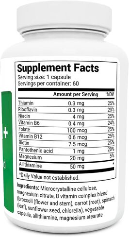 Dr. Berg Natural Vitamin B1 B6 B12 Complex - Allithiamine Vitamin B1 Supplement with 8 Essential Vitamin B Complex for Men & Women Including Thiamin, Niacin, Folate, Magnesium & More - 60 Capsules in Saudi Arabia