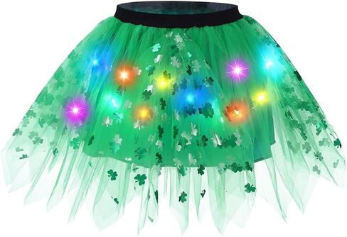 ريتان تضيء البرسيم تول توتو التنانير عيد القديس باتريك LED تنورة الطبقات شامروك توتو زي للفتيات والأطفال in Kuwait