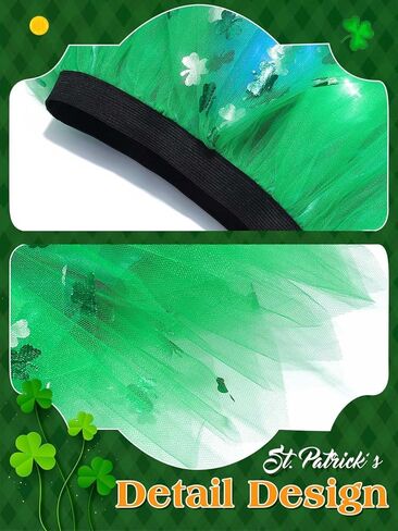 ريتان تضيء البرسيم تول توتو التنانير عيد القديس باتريك LED تنورة الطبقات شامروك توتو زي للفتيات والأطفال in Kuwait