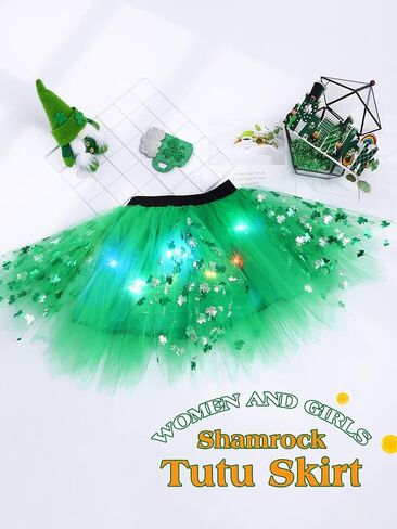 ريتان تضيء البرسيم تول توتو التنانير عيد القديس باتريك LED تنورة الطبقات شامروك توتو زي للفتيات والأطفال in Kuwait