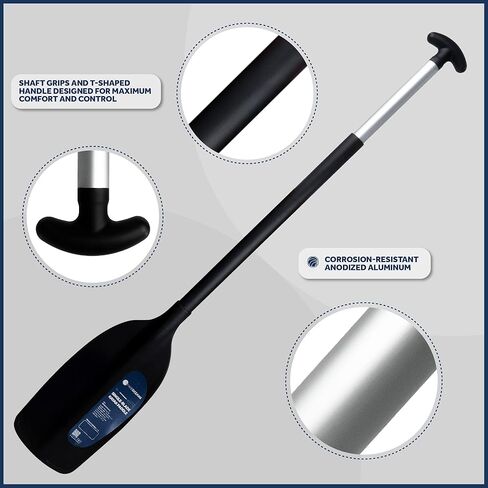 Five Oceans Canoe Paddle, Canoe Paddles, Ergonomic Black Blade, 4-Feet Long, Anodized Aluminum Shaft, Reinforced ABS Plastic Blade, Lightweight - FO4132 in Kuwait