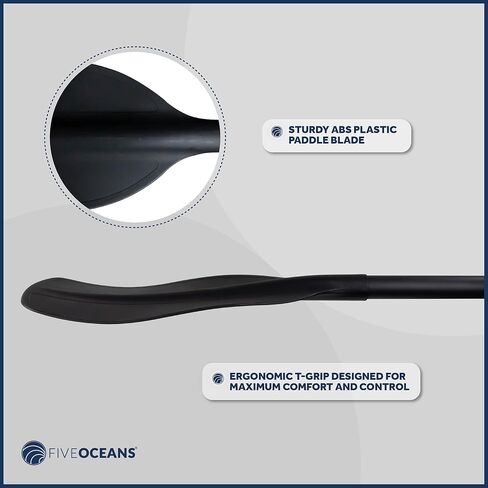 Five Oceans Canoe Paddle, Canoe Paddles, Ergonomic Black Blade, 4-Feet Long, Anodized Aluminum Shaft, Reinforced ABS Plastic Blade, Lightweight - FO4132 in Kuwait