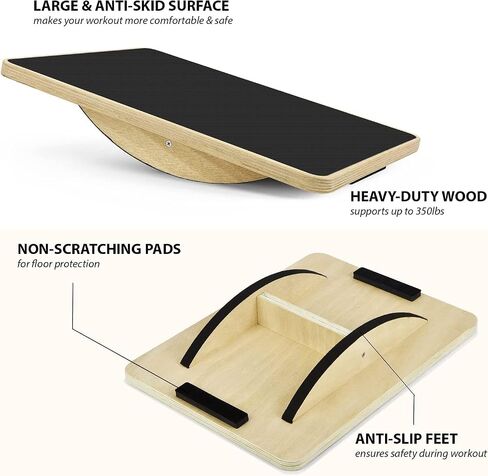 Yes4All 350LBS Professional Wooden Balance Board for Physical Therapy, Anti-Slip Rocker Board, Wobble Board for Standing Desk in Saudi Arabia