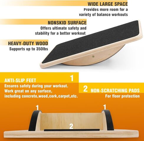Yes4All 350LBS Professional Wooden Balance Board for Physical Therapy, Anti-Slip Rocker Board, Wobble Board for Standing Desk in Saudi Arabia